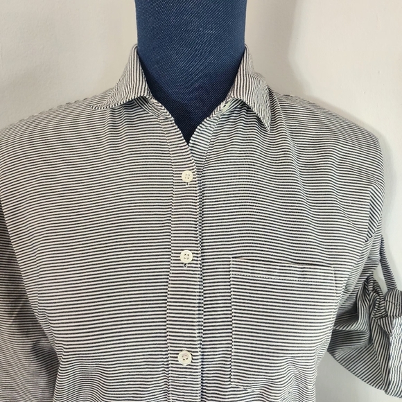 J Crew Striped Popover Half Button Shirt - Picture 3 of 10